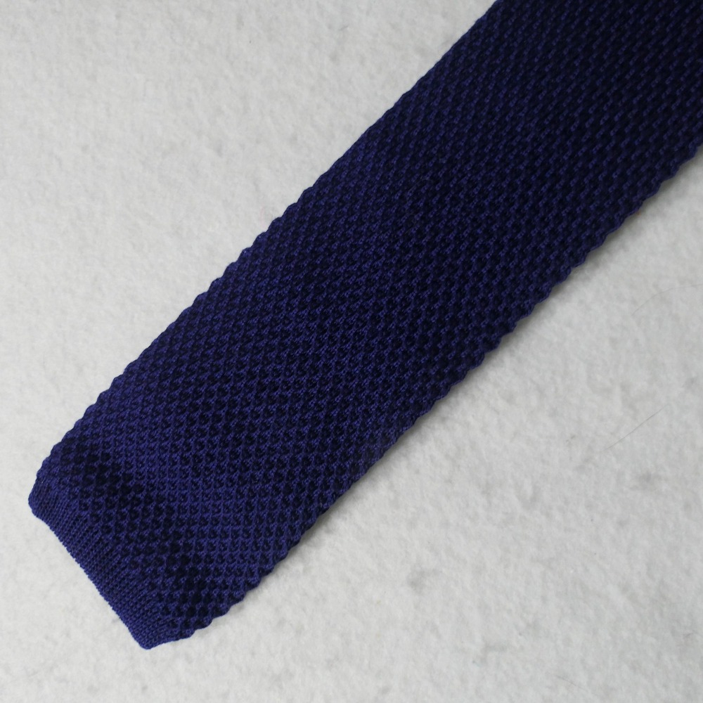 Harper Mens Knit Tie OS Navy Italian Cotton Square End Classic Retro Minimalist